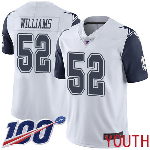Youth Dallas Cowboys Limited White Connor Williams #52 100th Season Rush Vapor Untouchable NFL Jersey